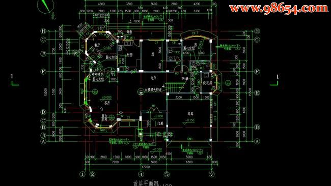 两层金湖小区别墅设计施工图一楼平面图