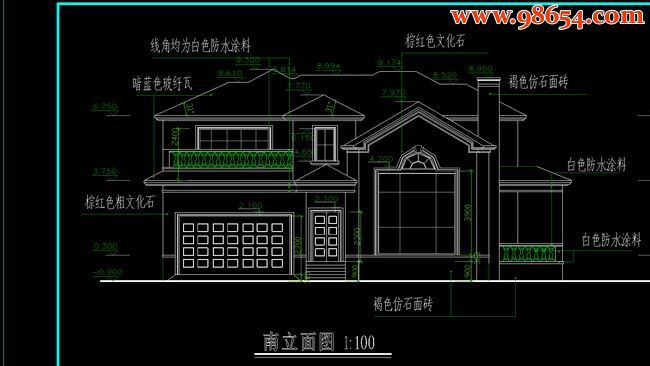 两层352平米北方别墅设计图正立面图