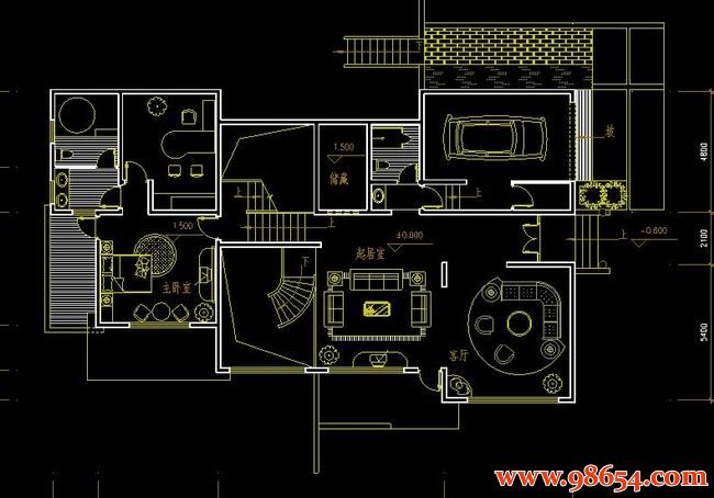 首层面积254平方米2层别墅C户型设计方案一楼平面图