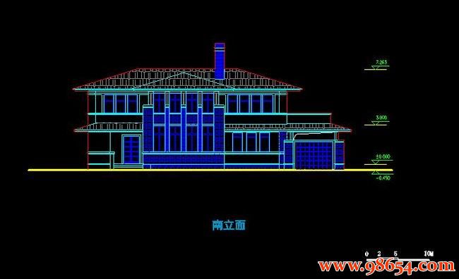 首层面积204平方米2层自建别墅设计施工图正立面图