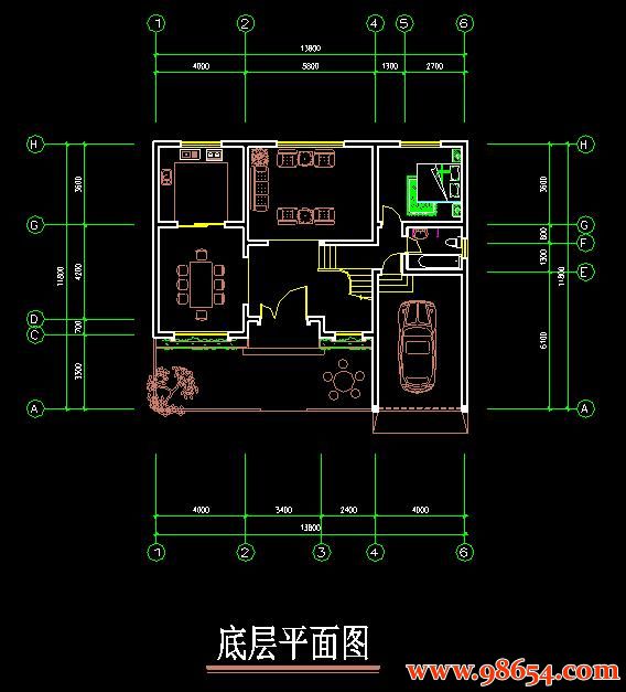 首层面积162平方米2层单栋小别墅建筑图一楼平面图