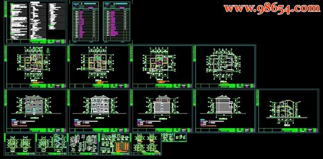 农村三层别墅CAD图纸全套预览图
