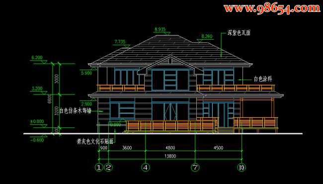 两层198平米农村住宅楼设计图正立面图