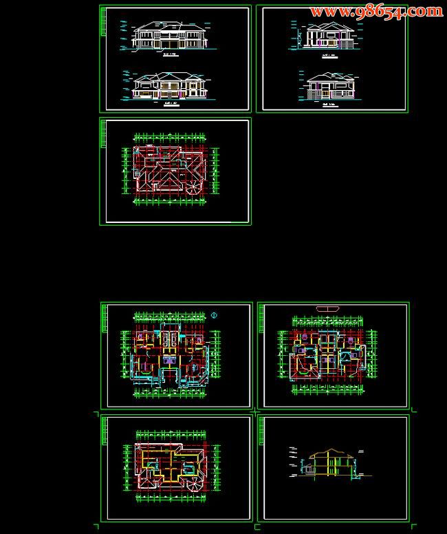 两层5室2厅4卫双拼别墅设计图全套预览图