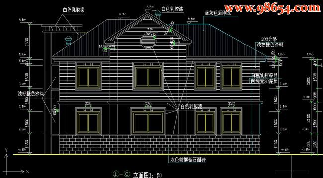 两层277平米现代风格住宅06正立面图