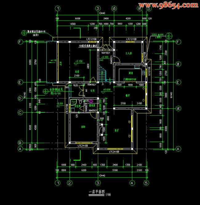 两层农村自建小别墅建筑全套图一楼平面图