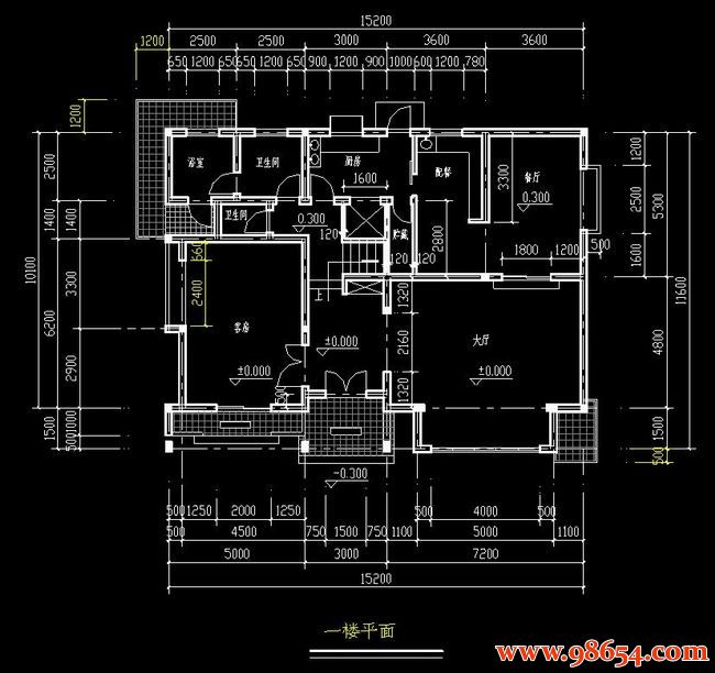 首层面积176平方米2层新农村独栋别墅设计图一楼平面图