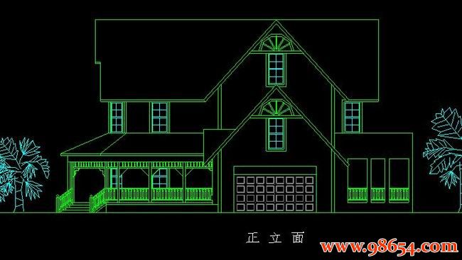 首层面积282平方米2层M型别墅设计方案正立面图