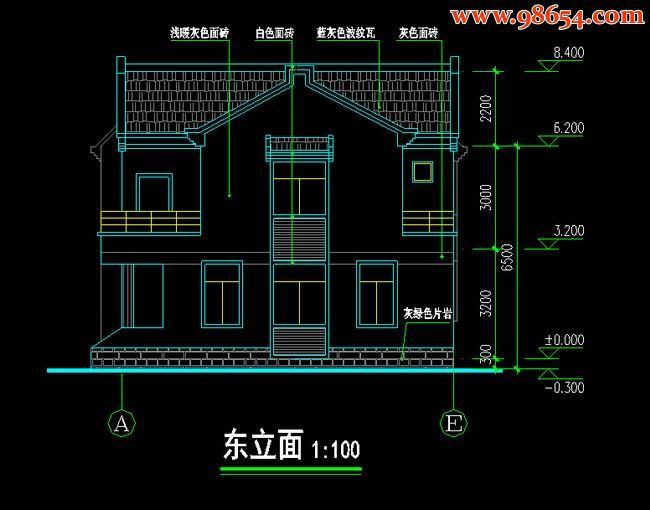 两层77平米农村住宅方案正立面图