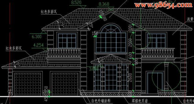 天虹花园二层简约别墅户型图正立面图