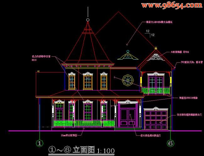 首层201平方米2层优英式别墅二层正立面图