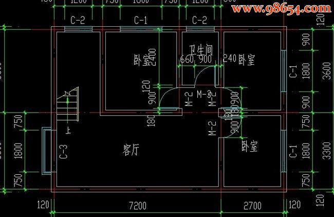 月牙二层别墅建施图一楼平面图