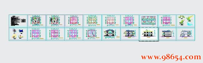 首层面积194平方米2层9室3厅2卫独栋别墅施工图全套预览图