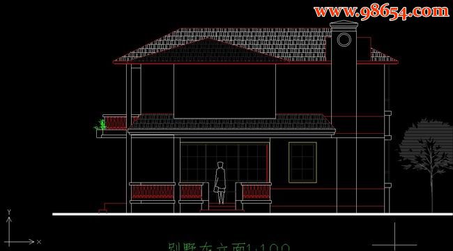 两层农村现代风格住宅02正立面图