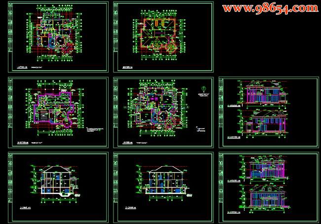 两层5室4厅6卫某豪华别墅施工图全套预览图