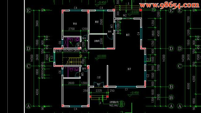 三层6室2厅6卫农村自建别墅施工图一楼平面图