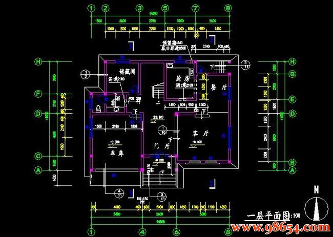 首层面积167平方米3层农村别墅设计施工图一楼平面图