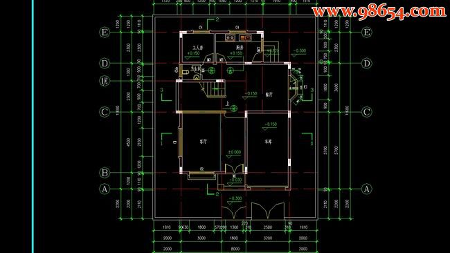 三层翡翠A型别墅施工图一楼平面图