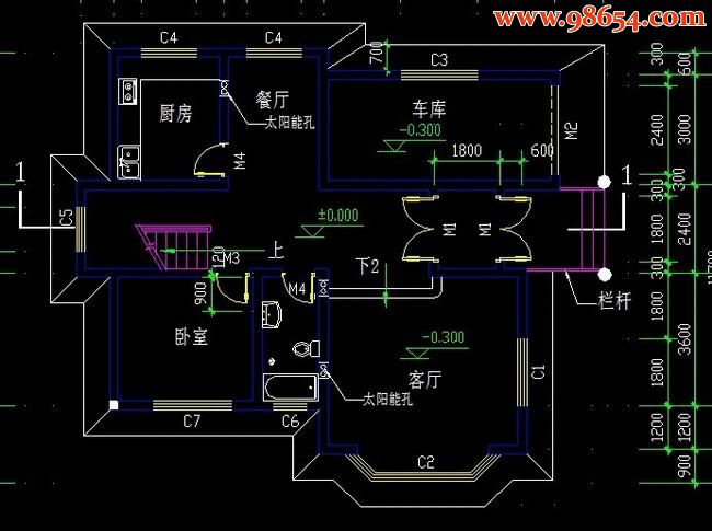 上海某地二层别墅建施图一楼平面图