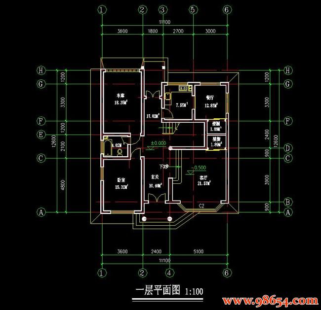 首层面积139平方米2层农村独栋别墅一楼平面图