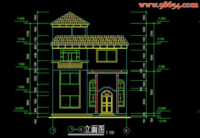 首层面积155平方米2层别墅设计方案正立面图