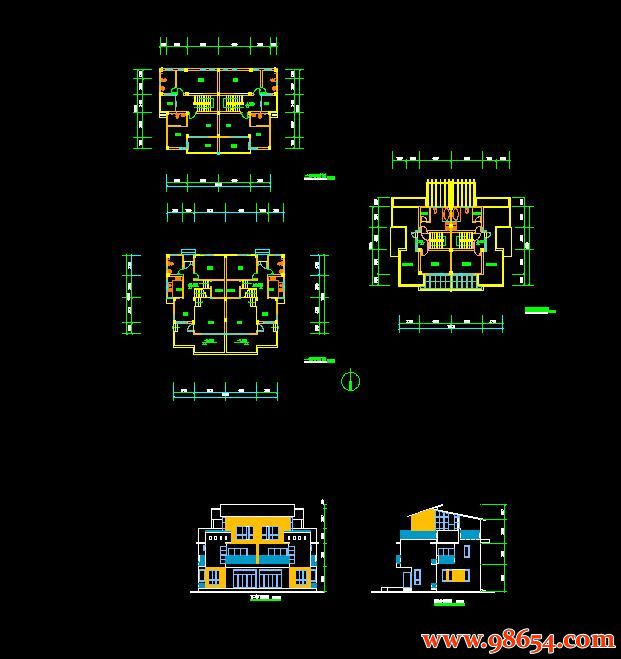 首层面积144平方米3层双拼别墅施工图全套预览图