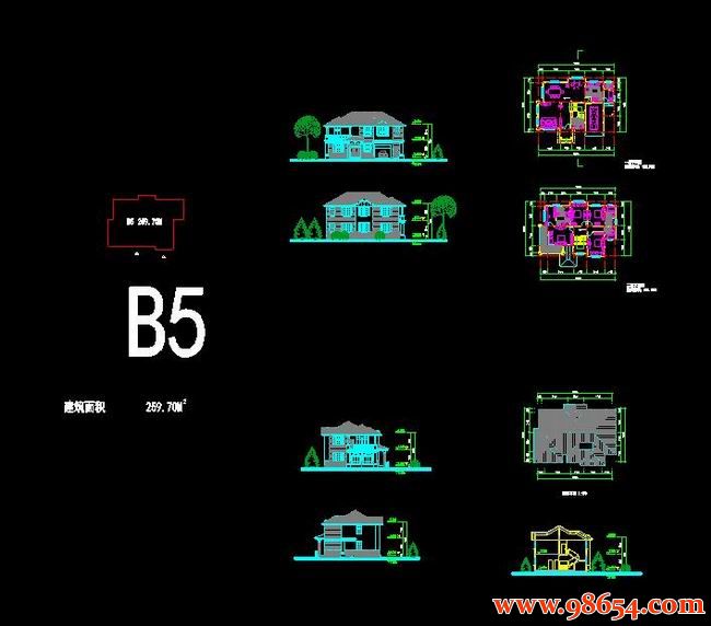 首层面积162平方米2层B5小别墅户型施工图全套预览图