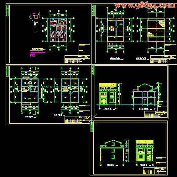 二层小别墅CAD图全套预览图