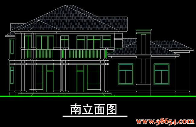 首层面积292平方米2层农村住宅设计施工图正立面图