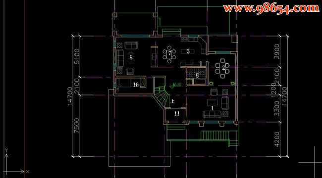 两层4室3厅3卫欧式别墅022一楼平面图