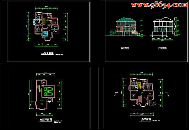 首层100平米2层农村自建住宅设计图全套预览图