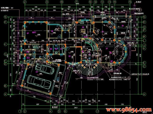 首层面积478平方米2层K型别墅施工图一楼平面图