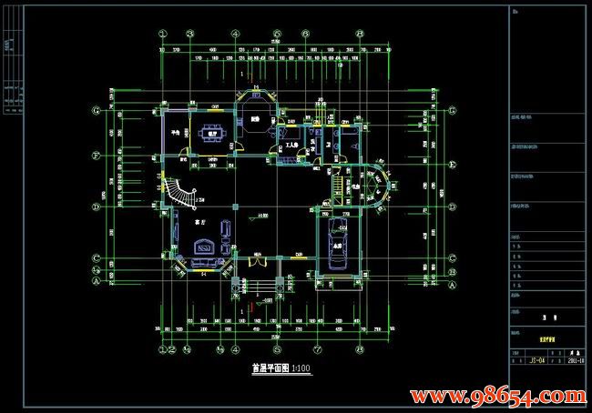 首层面积367平方米3层独栋大型别墅设计方案图一楼平面图