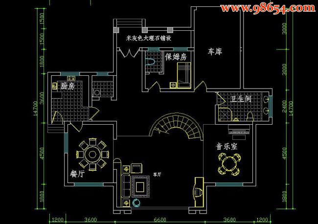 三层欧式别墅图纸一楼平面图