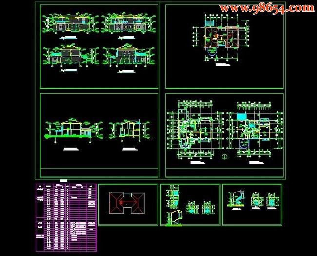 欧美二层别墅全套CAD图 全套预览图