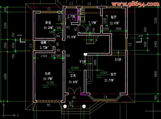 两层混凝土别墅全套图纸一楼平面图