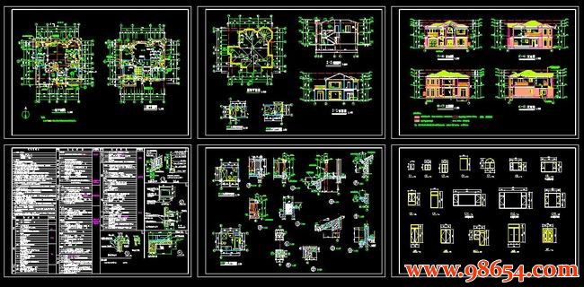 首层面积186平方米2层独立别墅全套施工图全套预览图
