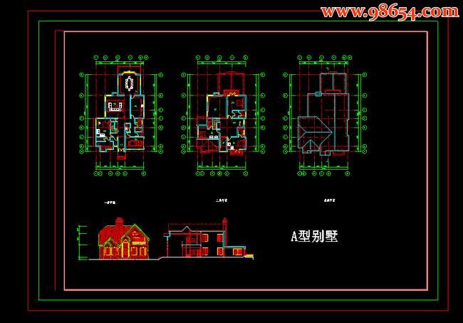 两层5室2厅6卫农村豪华A型住宅全套预览图