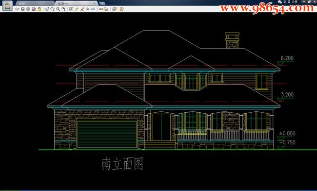 两层5室2厅5卫自建别墅施工图正立面图