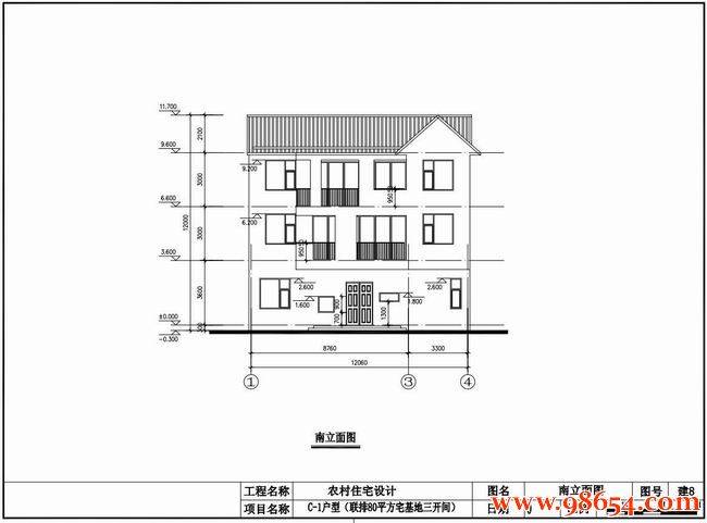 首层面积80平方米3层农村住宅设计施工图一楼平面图