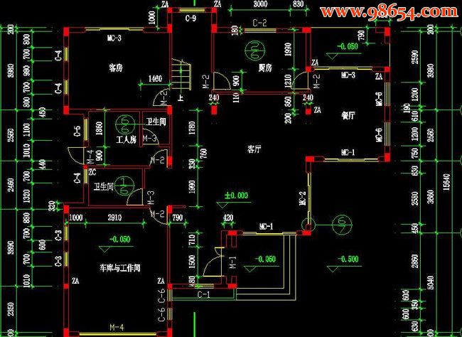 二层现代简约风格别墅户型图一楼平面图