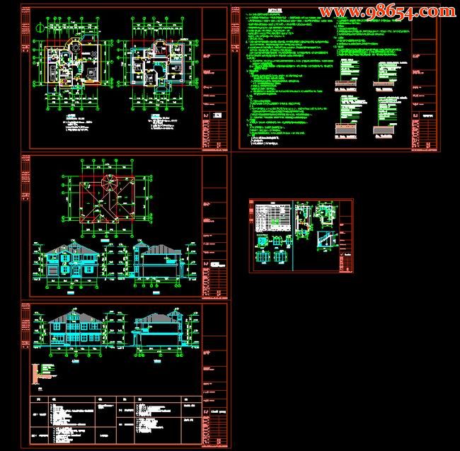 两层6室3厅4卫生活区别墅施工图全套预览图