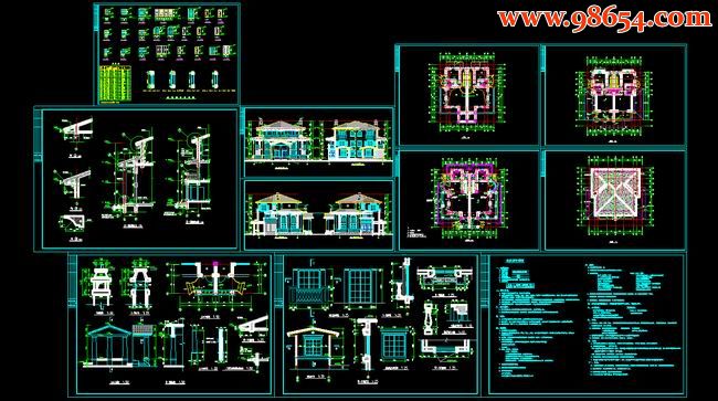 三层257平米双拼别墅建筑设计图全套预览图