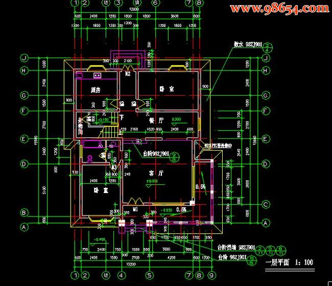 首层面积209平方米3层小型别墅建筑施工图一楼平面图