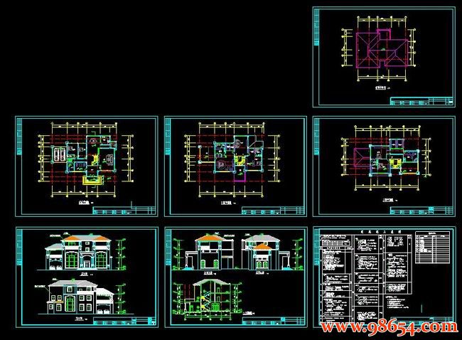 首层面积493平方米3层别墅设计施工图全套预览图