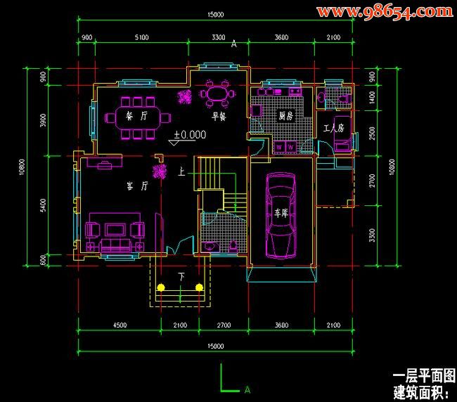 首层162平方米两层房屋建筑图纸一楼平面图