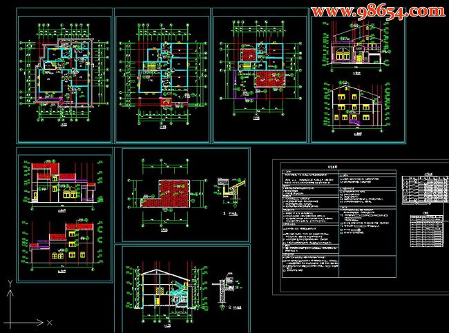 三层别墅CAD设计图纸全套预览图