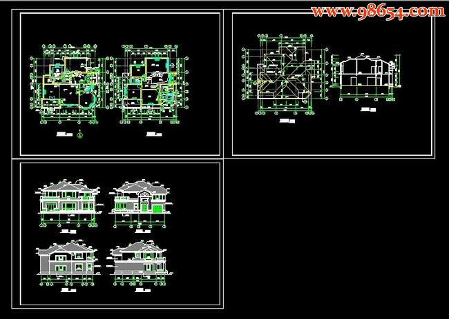 二层别墅CAD建施图全套预览图