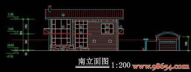 首层面积168平方米2层带院子W型别墅设计方案图正立面图