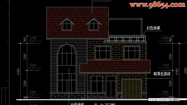 两层5室2厅4卫独栋H型别墅施工图正立面图